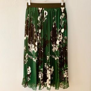 Rachel Zoe Midi Pleated Skirt, Green and black